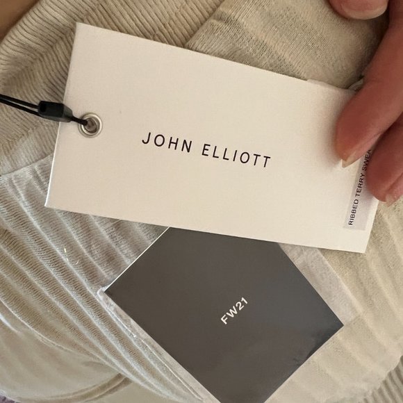 John Elliot Ribbed Terry Sweatpants, Cloud/Cream - Picture 4 of 6